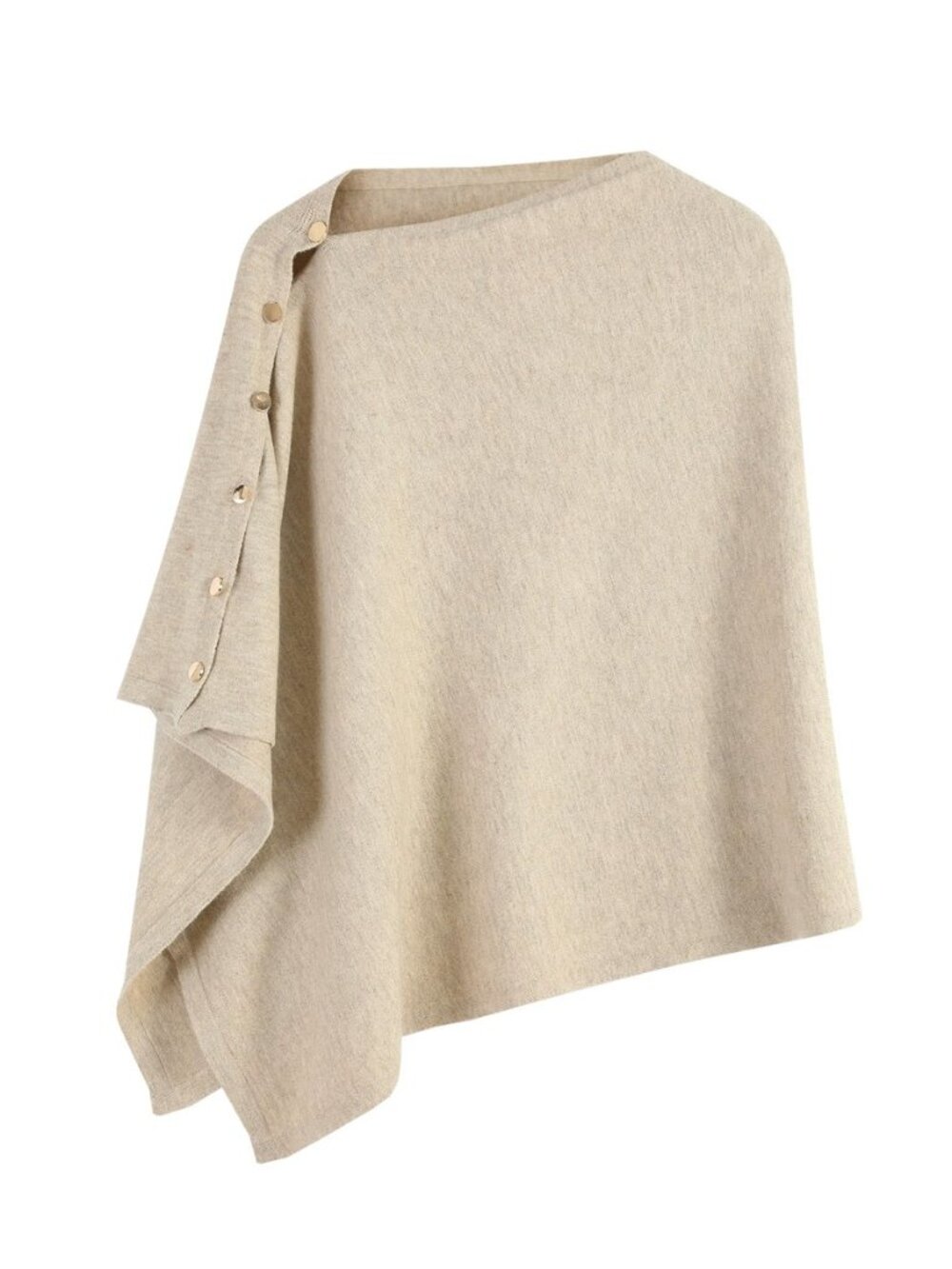 Merino Wool Poncho Wrap – Lightweight Buttoned Shawl for Women